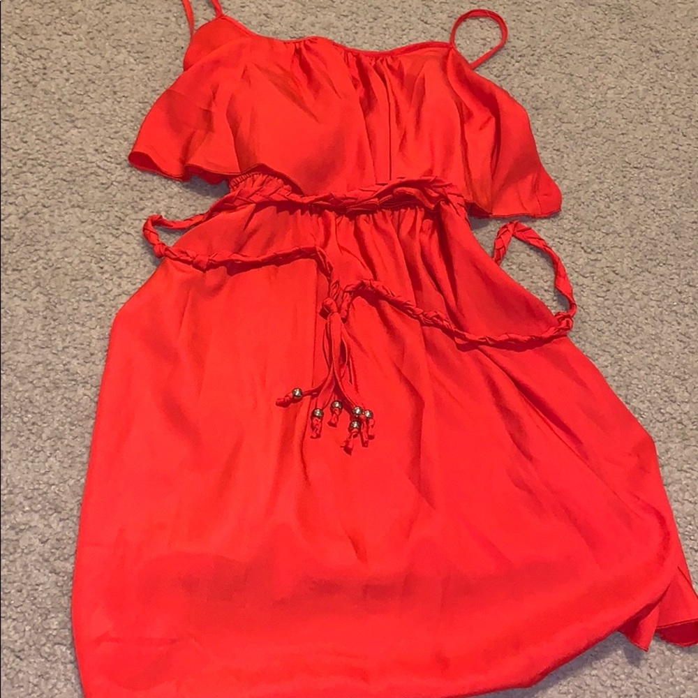 Coral dress.